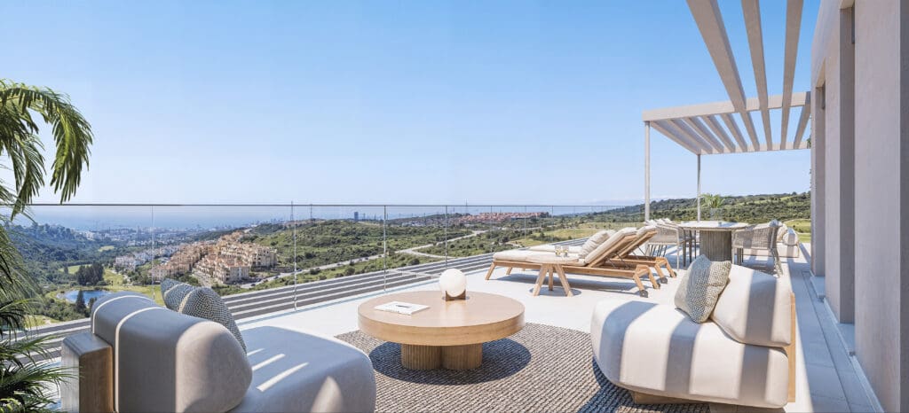Modern apartment with sea and golf views in Estepona - MDR Luxury Homes. Nieuwbouw appartement aan golf in Estepona met zeezicht